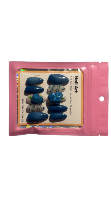 Blueberry Bliss 3D Hand-Painted Press-On Nails